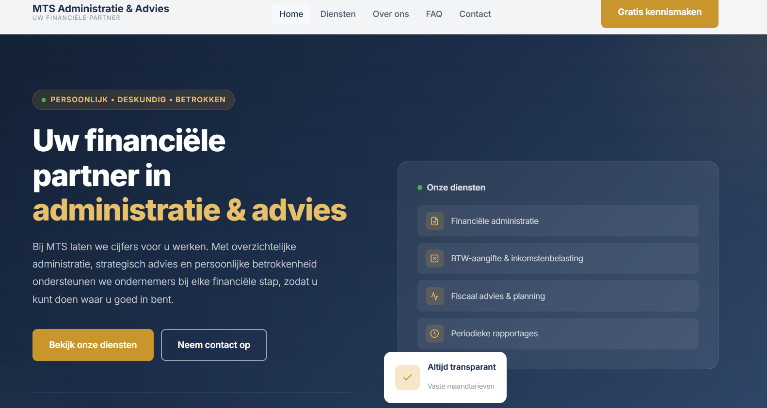Voorbeeld administratiewebsite gebouwd door WebDivine