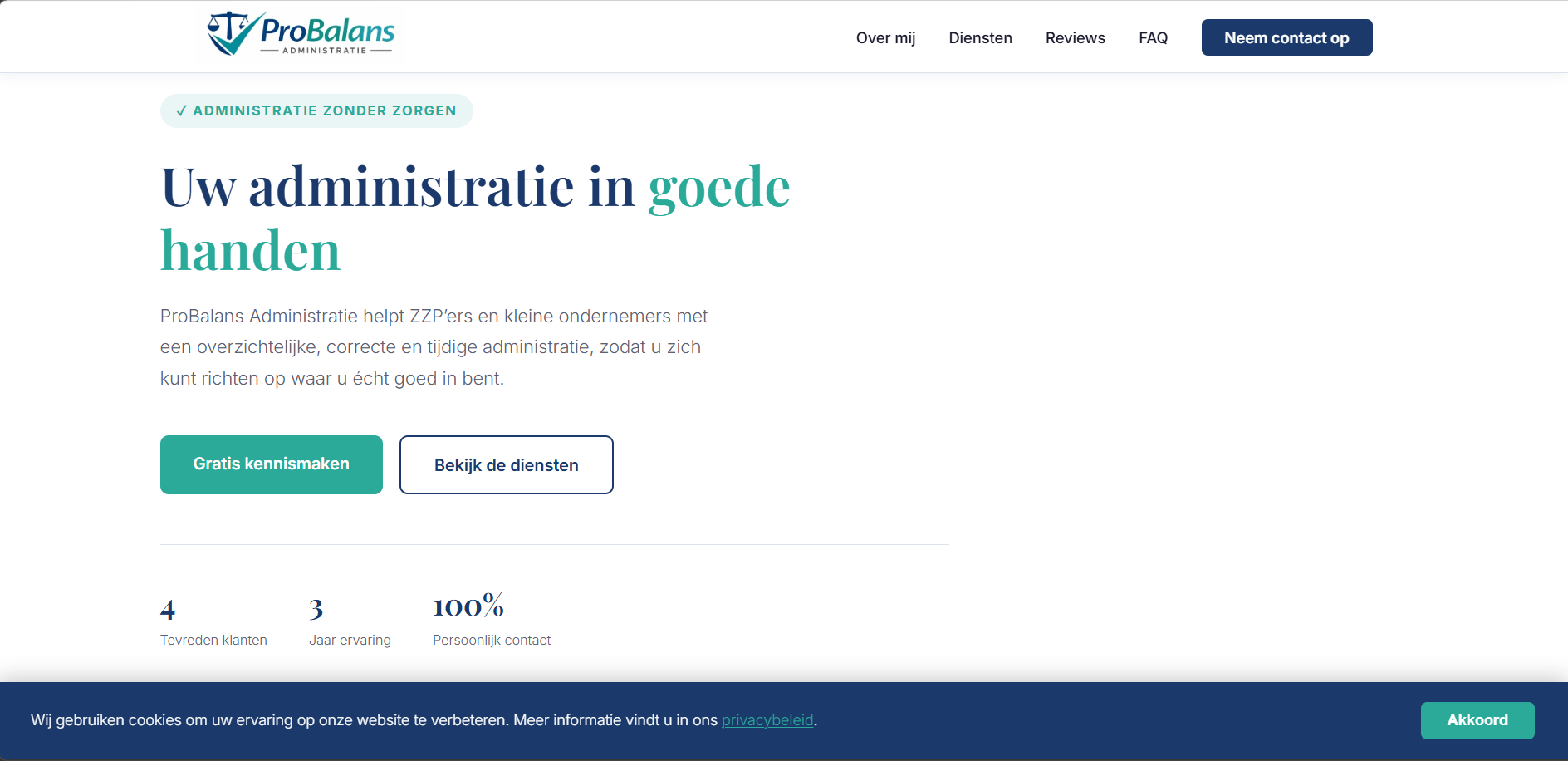 ProBalans Administratie website gebouwd door WebDivine