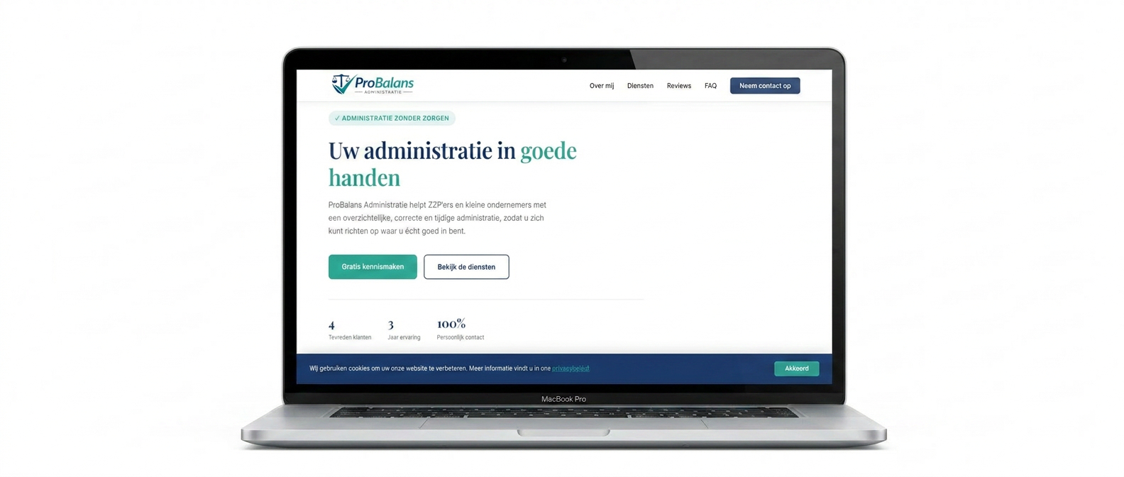 ProBalans Administratie website gebouwd door WebDivine