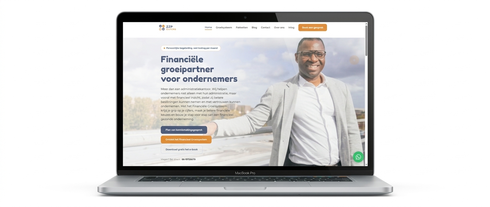 Website voor administratiekantoor ZZP Cijfers, gemaakt door WebDivine